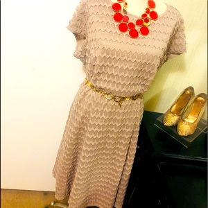 Elegant Beige Chevron Dress